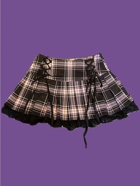 plaid lacey mini skirt